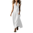 thumbnail image 2 of Asgosdo Women Summer Dresses Halter Sleeveless Solid Color Slim Fit Flowy Trendy Vacation Maxi Dress, 2 of 5