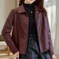 thumbnail image 4 of Sexlip Women's Faux Leather Shacket Long Sleeve Zip Up Motorcycle Jacket Biker Coat Streetwear with Pocket Red XL, 4 of 5