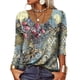 thumbnail image 2 of Camisa elegante retro con cuello en U, botones y manga larga con estampado geométrico de flores, 2 of 6