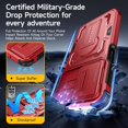thumbnail image 5 of for Samsung Galaxy A16/ A17/ A26-5G Phone Case with 2 Pack Screen Protector, Slide Camera Cover, Kickstand & Lanyard Strap, Military Grade Shockproof Protective Heavy Duty Non-Slip Case, Red, 5 of 9