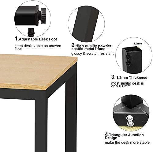 SogesPower 29.5"H Small Computer Desk for Home Office(Teak Black)