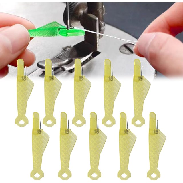 Yazoeia 10 Pcs Fish Mouth Sewing Machine Needle Threader, Mini Portable Needle Threaders, New Sewing Needle Threader Simple Needle Threader, Quick Sewing Machine Needle Threaders Tool CJC912-112300