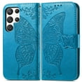 thumbnail image 2 of Feishell Wallet Case for Samsung Galaxy S23 Ultra 6.8 inch,Butterfly & Flower Embossed PU Leather TPU Inner Shell Magnetic Flip Stand Card Slots Shockproof Protective Phone Cover,Blue, 2 of 7