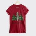 thumbnail image 4 of LoyisViDion Women'S Casual Round Neck Short-Sleeved Christmas Tree Printed T-Shirt Top Wine 4(S), 4 of 6