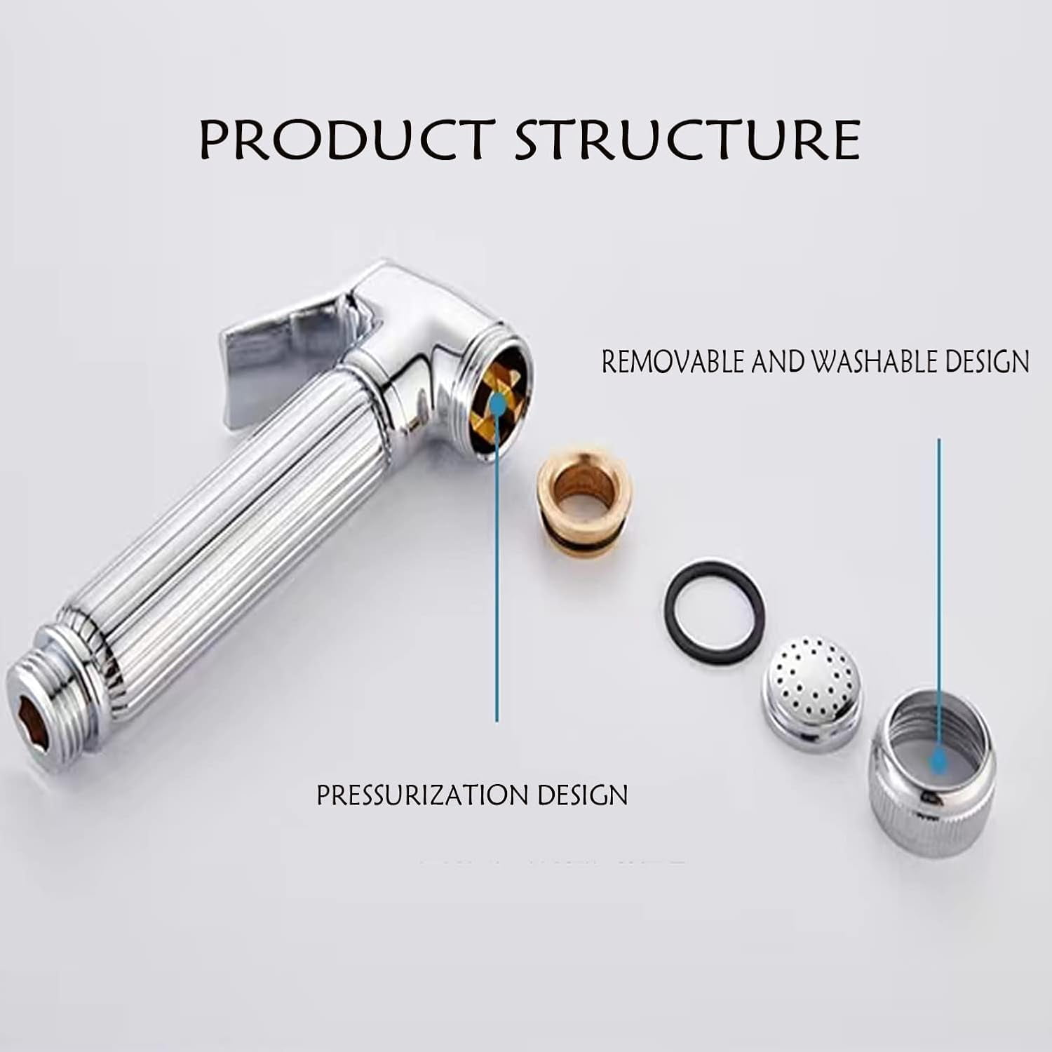 CATPAN Solid Brass Handheld Bidet Sprayer Toilet-Adjustable Water Pressure Control with Bidet Hose for Feminine Wash Bidet Faucets Sprayer for Kitchen and Toilet Cleaning