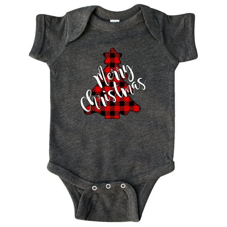 

Inktastic Red Buffalo Plaid Christmas Tree Gift Baby Boy or Baby Girl Bodysuit