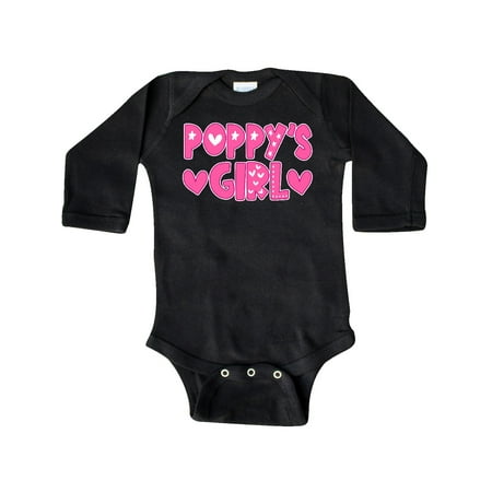 

Inktastic Poppy s Girl Pink with Hearts Gift Baby Girl Long Sleeve Bodysuit