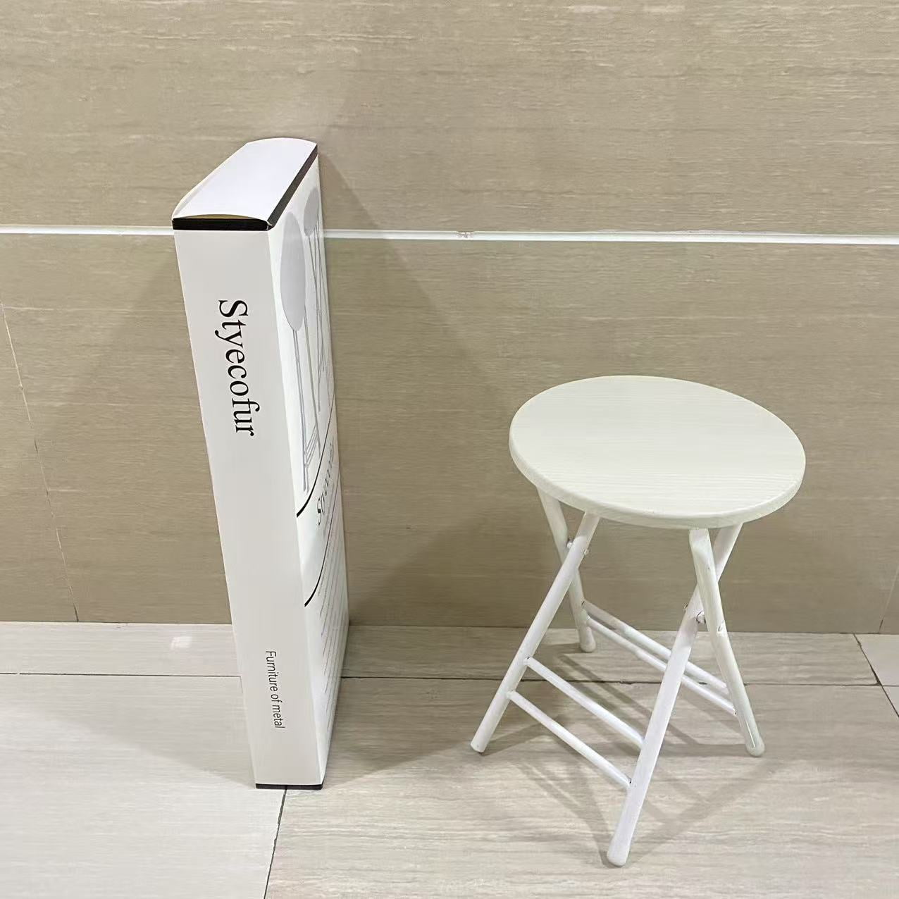 Styecofur Furniture of metal,24 Inch Tall Metal Folding Chair Portable Metal Stool Chair Heavy Duty Metal Foldable Bar Stools (White)