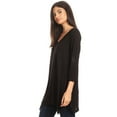 thumbnail image 3 of Women's Solid Casual Basic V-Neck 3/4 Sleeve Swing Tunic Dress Tops, 3 of 4