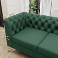 thumbnail image 3 of Sofa Couch for Living Room, 83" Modern PU Leather Sofa with Gold Legs, Upholstered Chesterfield Sofa 3 Seater Couches, Large Sectional Couch Deep Seat Sofa for Home, Office, Apartment Green, 3 of 6