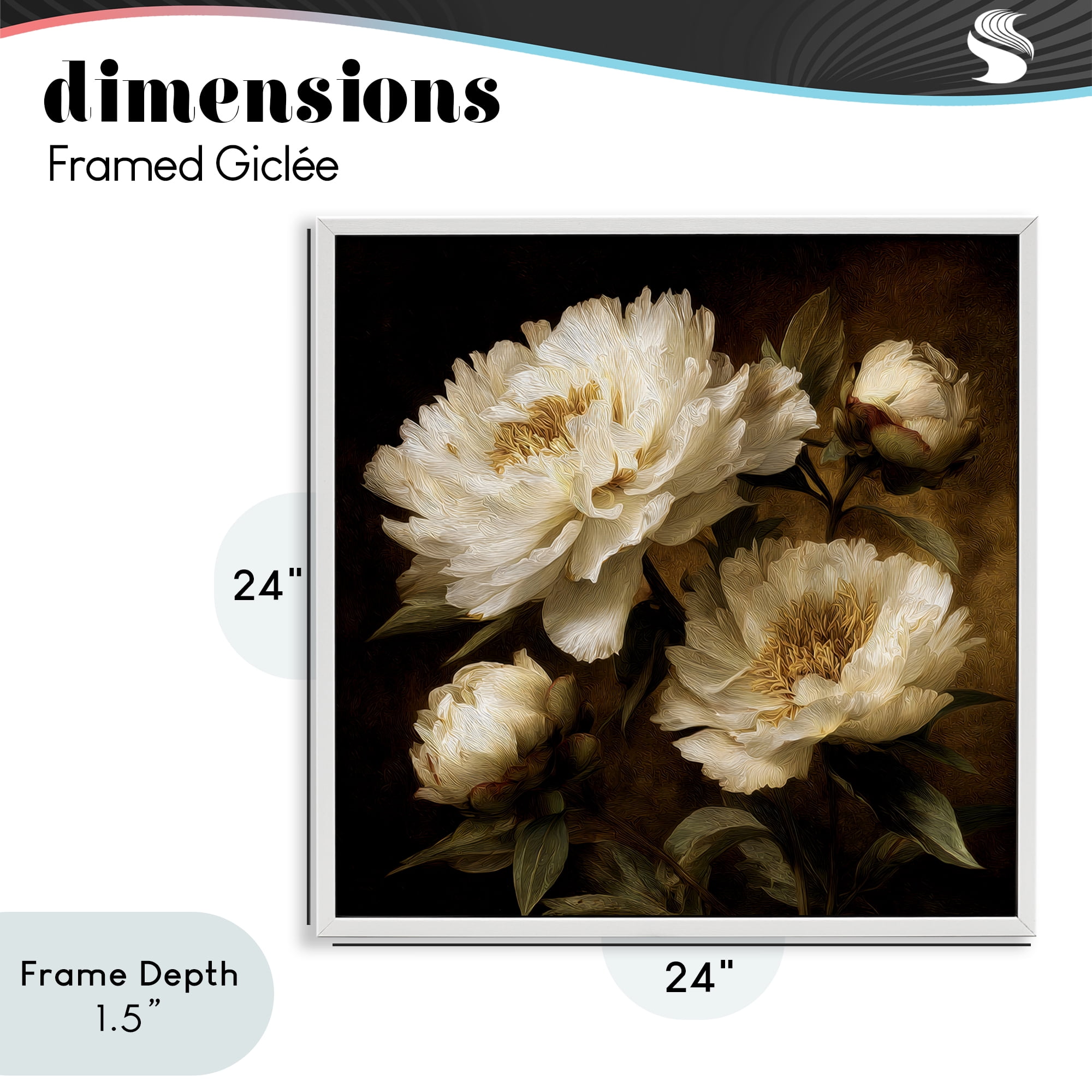 Stupell Industries Dreamy Vintage Peony Elegance White Framed Giclee Art, design by Petal Prints Design