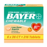 Bayer Asprin Chewable Low-dose, 81 mg, 36 Count, 6 Pack