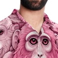 thumbnail image 5 of Pink Monkey Gorilla Men's Short Sleeve Hawaiian Poplin Shirt, Casual Printed Button Down Summer Beach Shirts - Unisex, 5 of 6