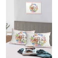 thumbnail image 4 of Easter Bunny Queen Pillow Cases Set of 2 - Microfiber Bed Throw Pillow Covers, Colorful Eggs Cute Rabbits Flowers Pink Plaid Decorative Lumbar Pillow Cover with Envelope Closure for Sofa 20"x30", 4 of 6