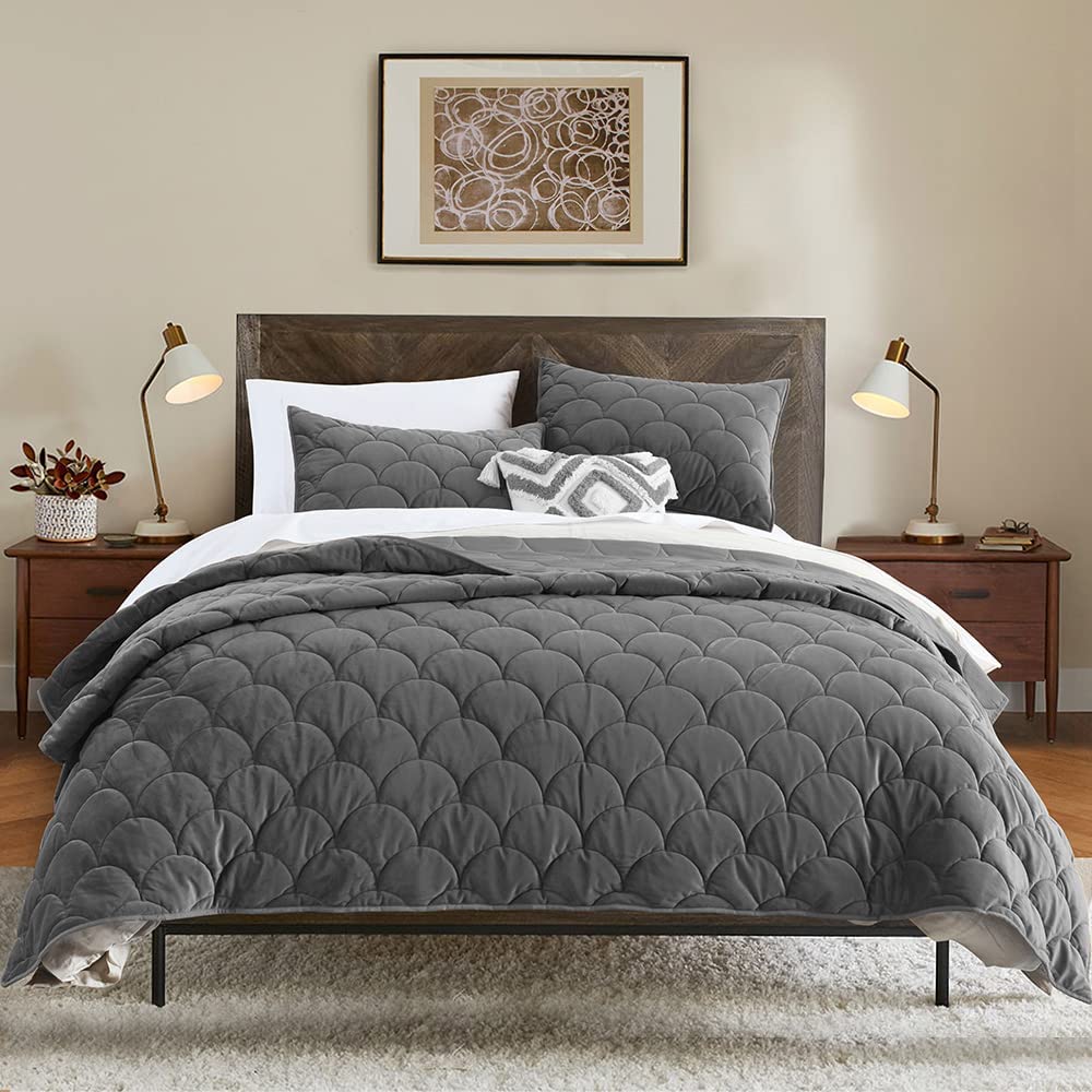 gray velvet comforter