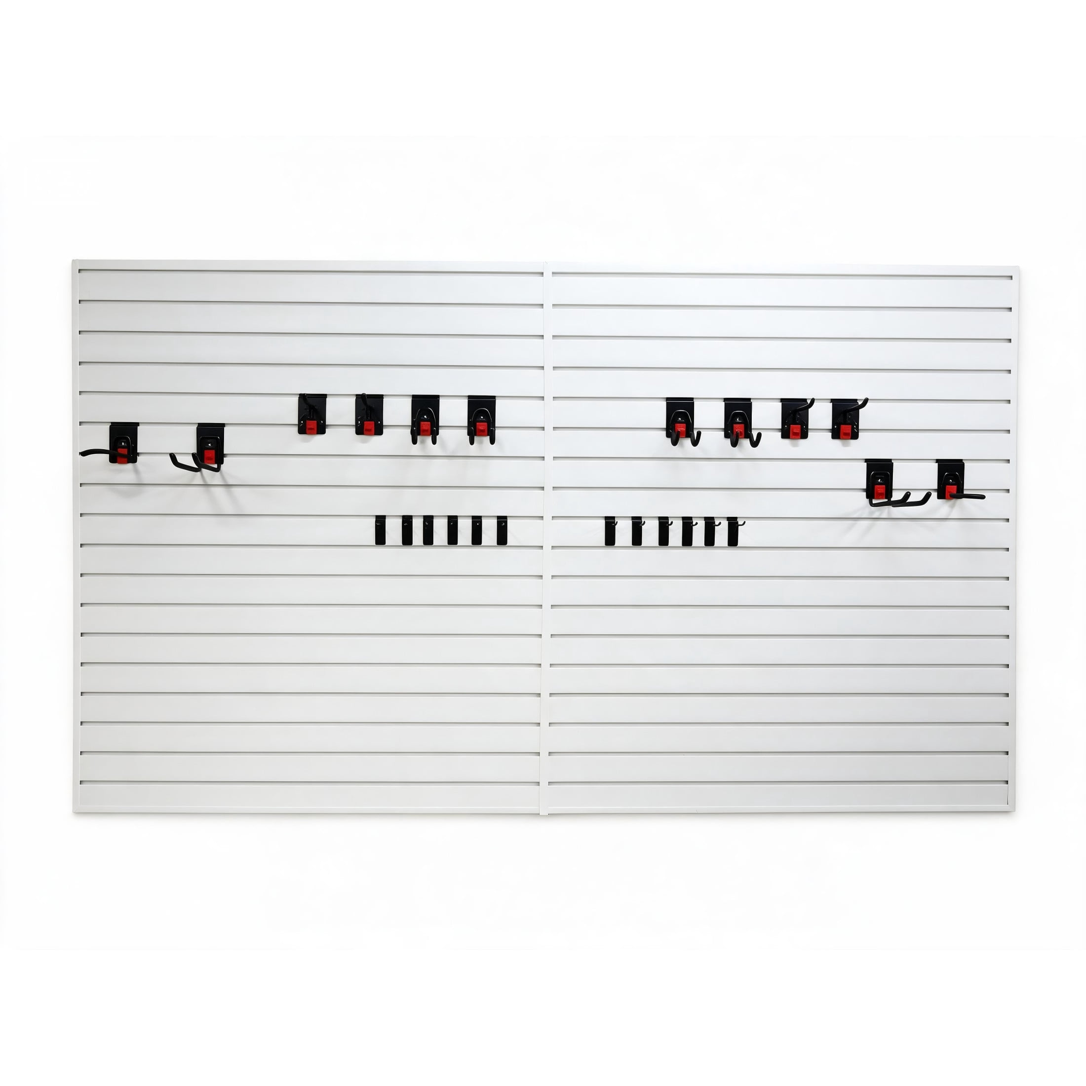 GDF Studio 4x8FT PVC Slatwall Panel Kit Garage Storage System with 24 Hooks, Lightweight Water-Resistant Panels, White