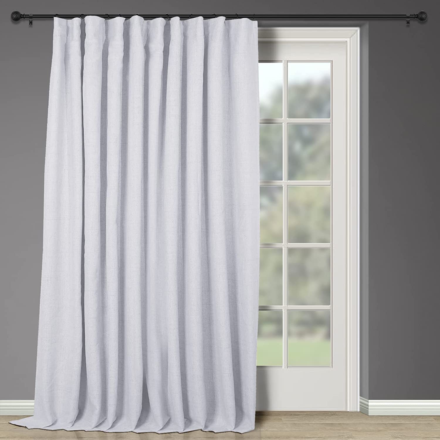 ZMLEVE Thermal Sliding Door Curtains 100 Blackout Extra Wide Patio Door Curtains Linen Textured