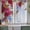 Red, variant on Blue Ombre Floral Kitchen Curtain for Berdoom Living Room Cafe 54 Inch Length, Spring Flowers Modern Art Tiers Curtains Light Filtering Drapes Rod Pocket Window Treatment 2 Panels 52"Wx54"L