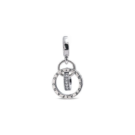 Pandora Sterling Silver Logo Circles with Cubic Zirconia Dangle Charm