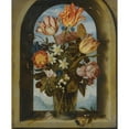 thumbnail image 2 of Ambrosius Bosschaert the Elder 15x18 Gold Ornate Wood Frame and Double Matted Museum Art Print Titled - Still Life of Tulips, Moss-Roses, Lily-Of-The-Valley and Other Flowers in a Glass Beak, 2 of 4