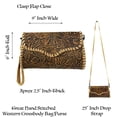 thumbnail image 6 of Floral Tooled Crossbody Leather Envelope Clutch Handbag, 6 of 11