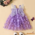thumbnail image 4 of * 0-24 Meses Bebé Niñas Sin Mangas Plisado Mariposa Tul Patchwork Una Línea De Vestido Mameluco Para Fiesta , Azul/Púrpura/Rosa, 4 of 4