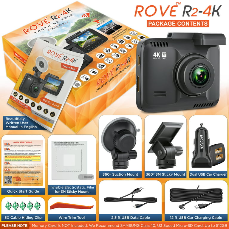 Rove R2-4K Dash Cam WiFi GPS Car Dashboard Camera Recorder with