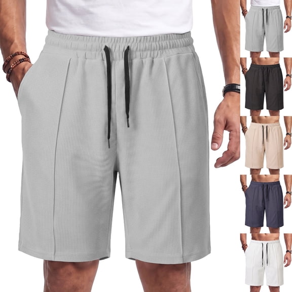 IhhxPro Men's Casual Shorts with Pockets Elastic Waist Drawstring Summer Mesh Lightweight Athletic Jogger Fit Outdoor Sport S-3XL