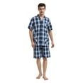 thumbnail image 4 of GLOBAL Men’s Cotton Short Sleeve and Shorts Yarn Pajama Set, Summer Soft Classic Plaid Loungewear with Pockets, Sizes XXL, 4 of 6