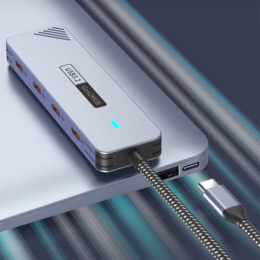 4-Port USB C Hub 10Gbps Aluminum Splitter For Laptops, Tablets, External Drives & Mobile Devices