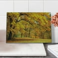 thumbnail image 2 of Forest Cutting Board, Warm Fall Scenery Pale Maple Leaves in the Woodland November Season Woodlands, Decorative Tempered Glass Cutting and Serving Board, Small Size, Orange Brown, by Ambesonne, 2 of 5