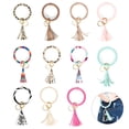 thumbnail image 6 of Key Ring Bracelet for Women, 5Pcs 6Pcs 11Pcs Keychain Bracelet Round Key Chain Wrist Large Circle Leather Tassel Bracelet Bangle Keyring for Women Girls, 6 of 6
