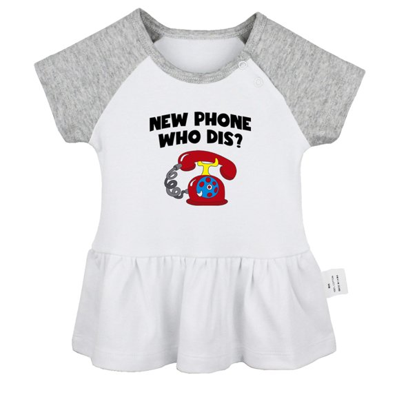 New Phone Who Dis Funny Dresses For Baby, Newborn Babies Skirts, Infant Princess Dress, 0-24M Kids Graphic Clothes (Gray Raglan Dresses, 18-24 Months)