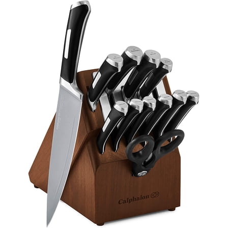 Mojitor Kitchen Knife Set with Self-Sharpening Block, 13-Piece NonStick Knives