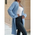 thumbnail image 4 of Fall Long Sleeve Cardigan Sweaters for Women Trendy Winter Open Front Loose Knitted Cardigan with Pockets Blue XL, 4 of 8
