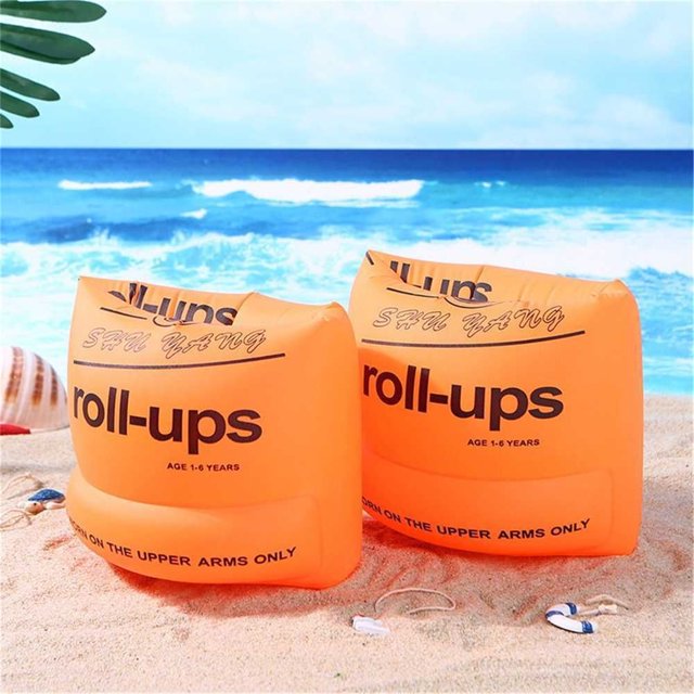 PVC Inflatable Arm Bands for Kids & Adults - 2-Pack Dual Airbag Design, Adjustable Buoyancy Support, Lightweight & Portable Swimming Floats, Suitable for Pool/Beach/Water Park, 220lbs Capacity, Orange