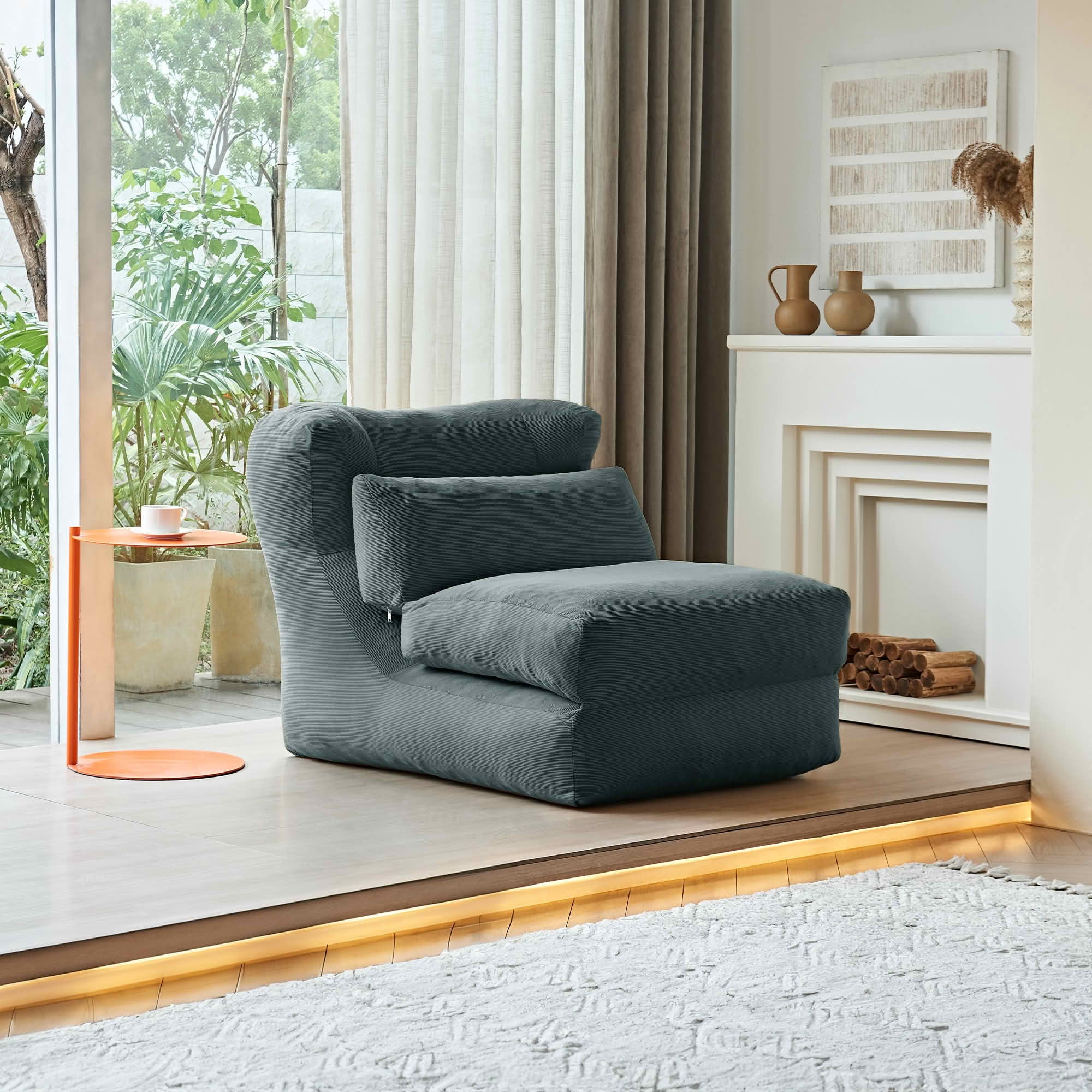 MAYEERTY Cloud Sofa 2-in-1 Foldable Sleeper Chair, Corduroy Washable Cover, High-Density Foam, Compressed Packaging for Small Apartments & Studies，Gray