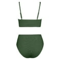 thumbnail image 5 of Tankini Swimsuits for Women 2Pcs Swimwear Set U Neck High Waist Bikini Tankini Textured Adjustable Strap Beach Pool Swimsuit for Summer Army Green M, 5 of 6