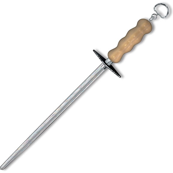 Victorinox 12" Sharpening Steel, Helical Cut, Round, Light Wood Handle, 7.8991.21