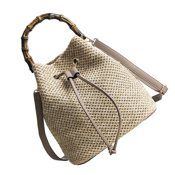 PBPBOX 1Set Small Bucket Purse Women Fashionable Khaki Flax Storage for Date