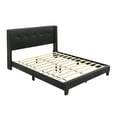 thumbnail image 5 of Home Design Evelyn King Upholstered Platform Bed Frame with Tufted Headboard and Wingback Design, Black, Easy Assembly, 5 of 6