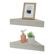 Kiera Grace Set of Two Wood Chunky Floating Triangle Corner Wall Shelves