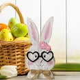 thumbnail image 5 of Easter Bunny Figurine Glasses-Wearing Adorable Rabbit Desktop Decoration Home Wooden Sculpture Holiday Ornament, 5 of 6