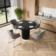 thumbnail image 2 of KithKasa 40'' Round Dining Table for 4, Circle Kitchen Dinner Table with Cylindrical Pedestal, Large Wood Dining Room Table,Black, 2 of 7