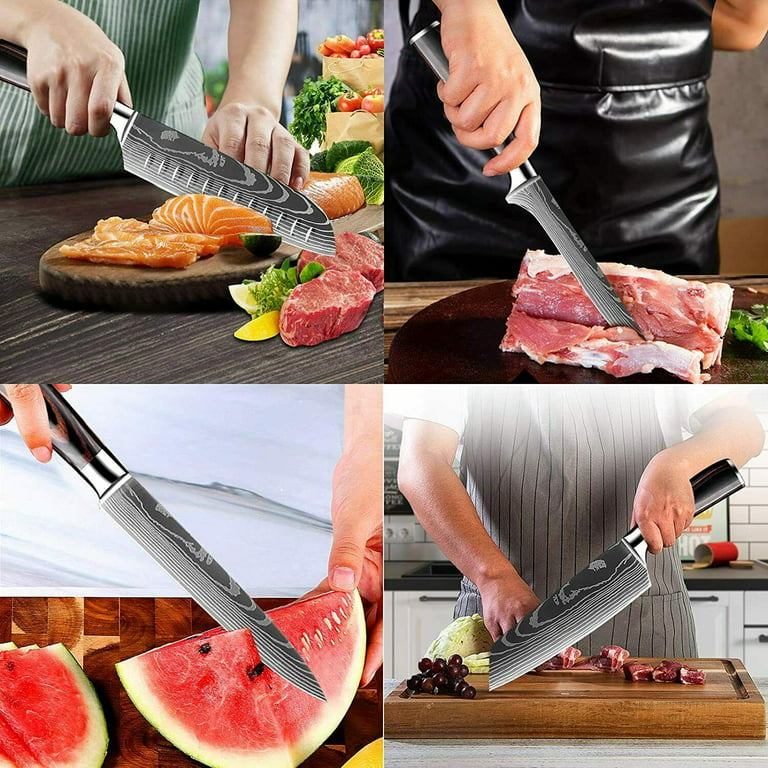Kitchen Knife Set Stainless Steel Forged Ultra Sharp Cooking Chef Knives  Cleaver