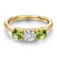 thumbnail image 3 of Gem Stone King 10K Yellow Gold Forever One DEF Moissanite From Charles & Colvard and Green Peridot Engagement Ring for Women | 1.60 Cttw | Round 5MM | Gemstone Birthstone | Size 8, 3 of 7