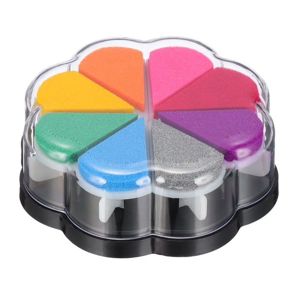 Uxcell Almohadilla de Tinta para Manualidades, Forma de Pétalo, Almohadillas de Tinta de Huella Arcoíris, Goma DIY Lavable para Creación de Tarjetas, Álbumes de Recortes, Pintura, Naranja Mezclado