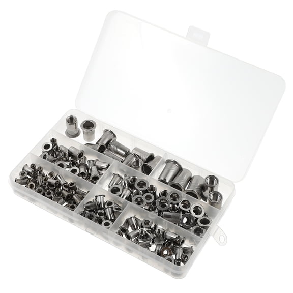165pcs Rivet Nuts Stainless Steel Flat Head Threaded Insert Assortment