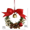 thumbnail image 3 of Christmas Door Wreath with Bow and Bell Decorations - Artificial Golden Green Wreath with Jingle Bells, Lanyard for Front Door, Tree, Indoor Outdoor Home Decor, Window, Cabinet, Car Wall Christmas, 3 of 9