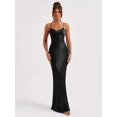 thumbnail image 3 of Satin Criss‑Cross Backless Tie‑Strap Fitted Cocktail Dress, Elegant Party Dress for Wedding, Spring and Fall Occasions, 3 of 8